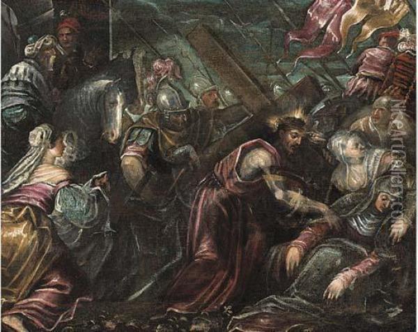 Christ Carrying The Cross Oil Painting - Jacopo Robusti, II Tintoretto
