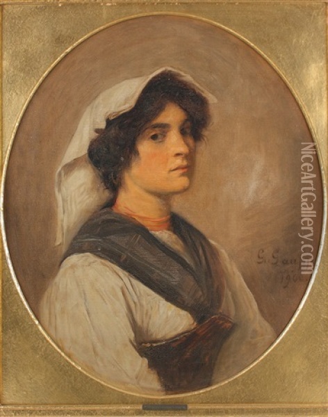 Brustportrat Einer Jungen Sudlanderin Oil Painting - Gustav Adolf Gaupp