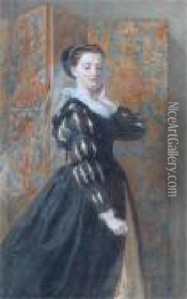 Portrait Of A Young Elizabethan Lady Oil Painting - Walter Goodall
