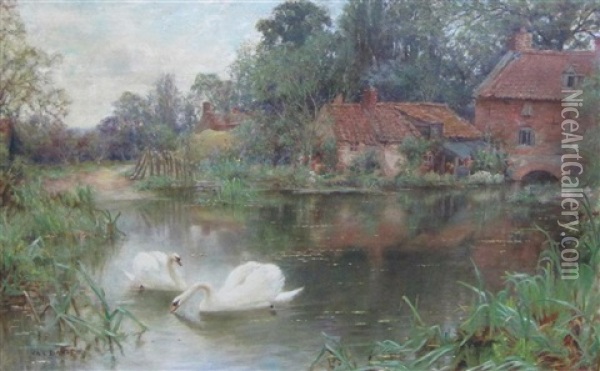 A Mill Pool On A Summers Day Oil Painting - Valentine Davis