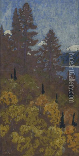 Forest And Lake Oil Painting - Franz Hans Johnston