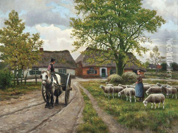 La Basse-cour Oil Painting - Henri Houben