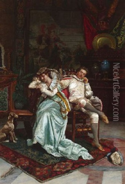 Junges Paar Im Salon Oil Painting - Salvatore Frangiamore