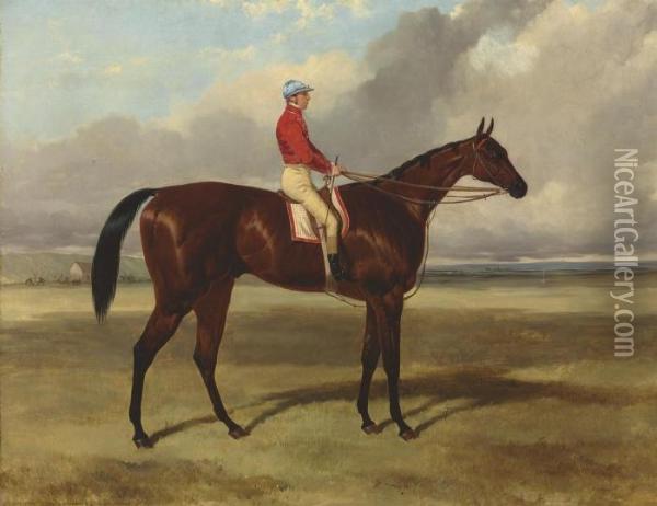Mr. P.p. Rolt's Collingwood, With Nat Flatman Up Oil Painting - Harry Hall