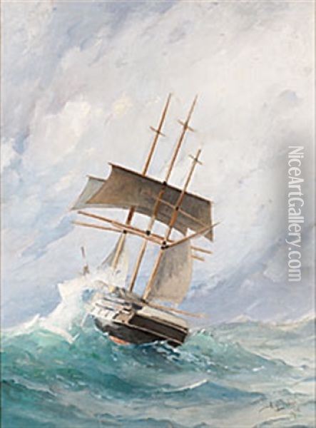 Pa Stormande Hav Oil Painting - Herman Gustav af Sillen