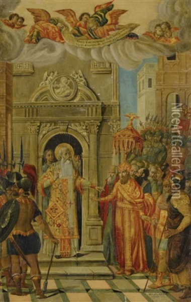 Scene From The Life Of Saint John Chrysostom Oil Painting - Spyridon Ventouras