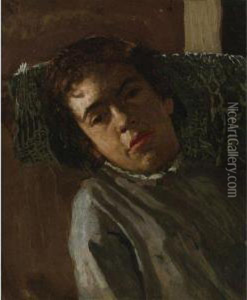 Portrait Of The Artist's Sister, Margaret Eakins Oil Painting - Thomas Cowperthwait Eakins