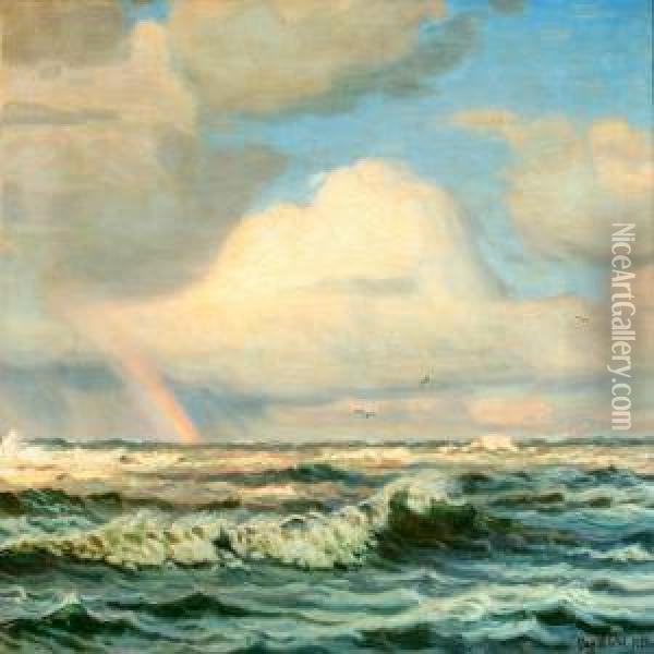 Rainbow Over Theocean Oil Painting - Viggo Helsted
