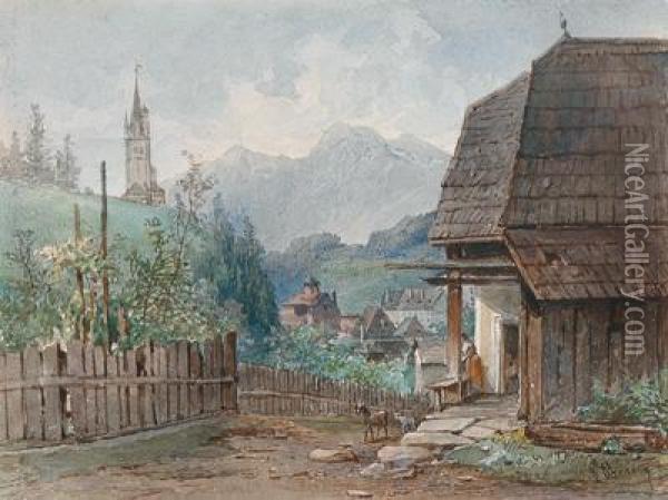 A Motif From Eisenerz In Styria Oil Painting - Ludwig Czerny