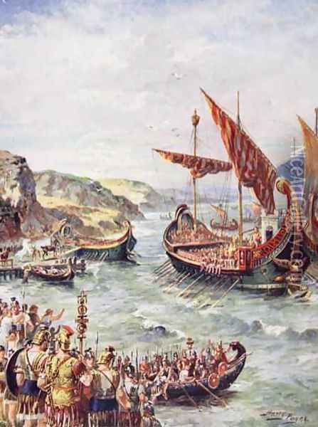 The departure of the Romans from Britain, illustration from The History of the Nation Oil Painting - Henry A. (Harry) Payne