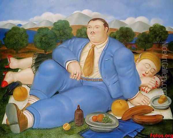 The Nap Oil Painting - Fernando Botero
