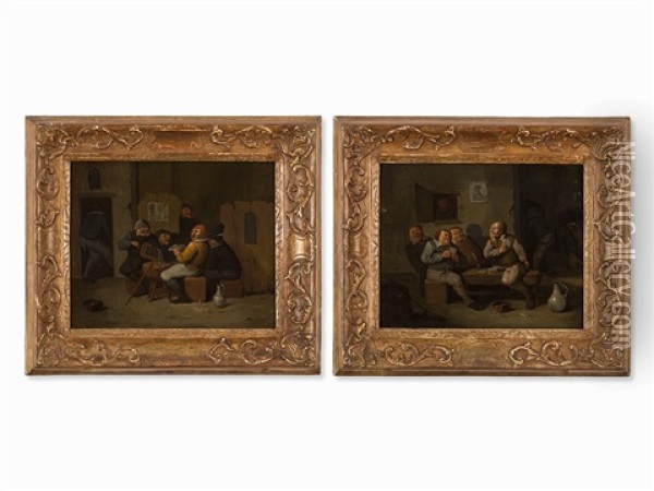 Tavern Scenes (pair) Oil Painting - Egbert van Heemskerck the Elder