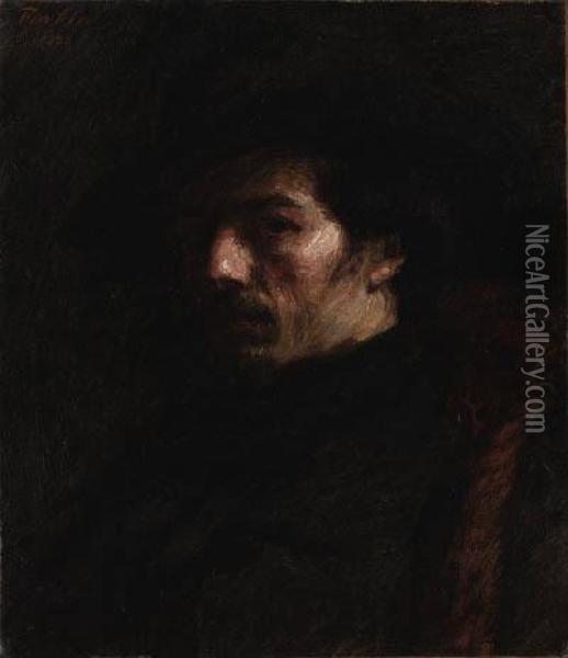 Portrait D'alphonse Legros (portrait Of Alphonse Legros) Oil Painting - Ignace Henri Jean Fantin-Latour