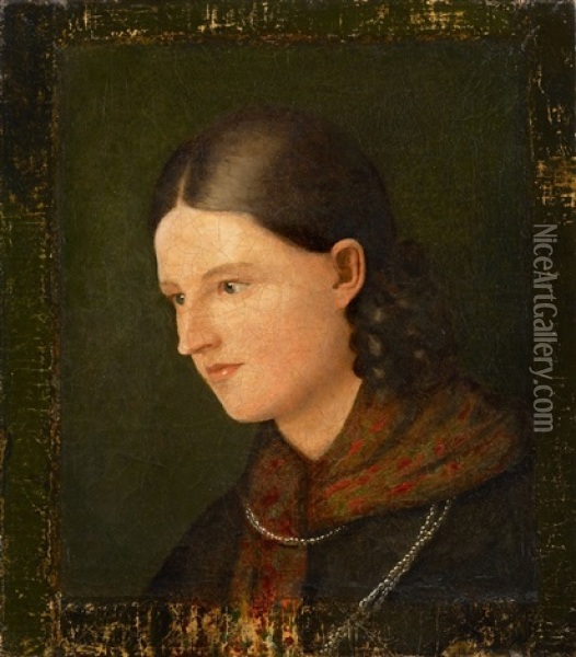 Portait Of Amalie Hassenpflug Oil Painting - Ludwig Emil Grimm