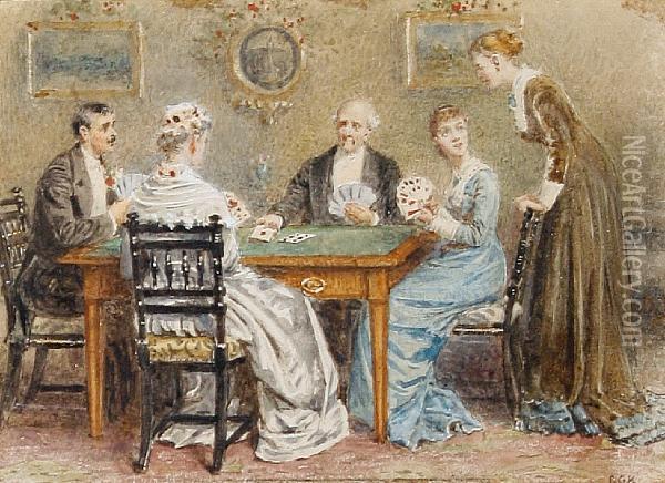 A Game Of Cards Oil Painting - George Goodwin Kilburne