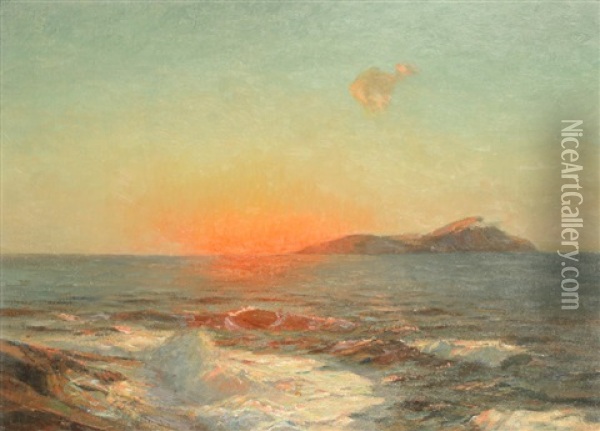 Sunset At Sea Oil Painting - Julius Olsson