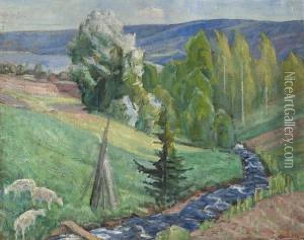From Elvedalen, Faaberg 1939 Oil Painting - Lars Jorde