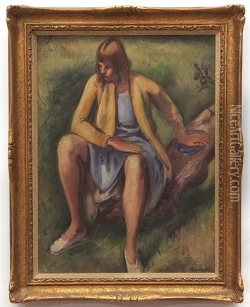 A Seated Lady Oil Painting - Bernard Meninsky