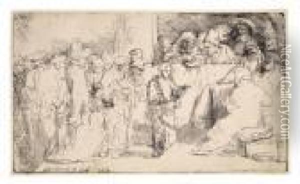 Der Stehende Jesusknabe Inmitten Der Schriftgelehrten Oil Painting - Rembrandt Van Rijn