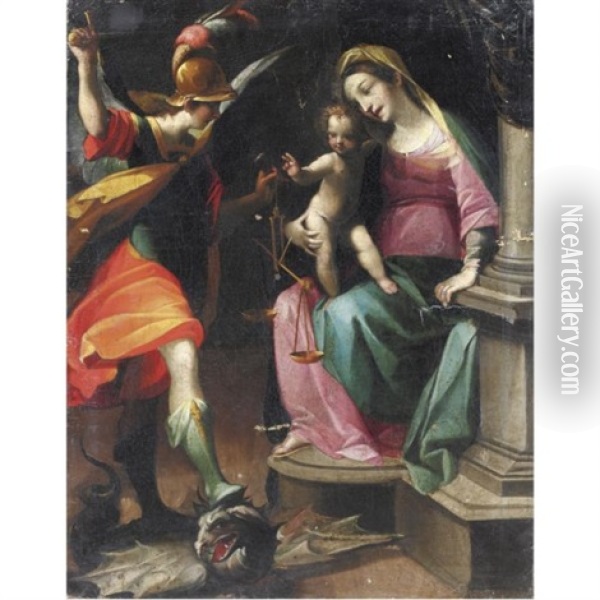 Madonna Col Bambino E San Giorgio Oil Painting - Francesco Rustici