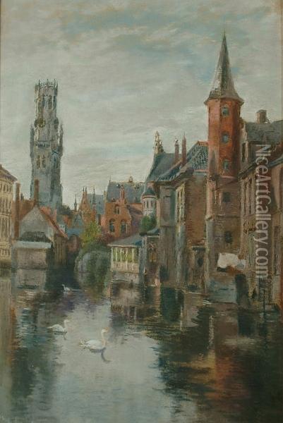 Quai Rosaire, Bruges Oil Painting - Jane Inglis