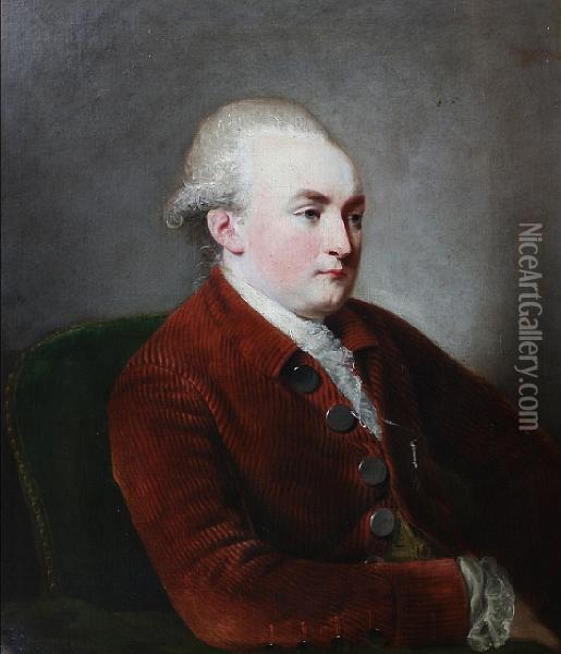 Portrait Of A Gentleman, Seated, Half -length, Wearing A Russet-coloured Coat Oil Painting - Matthew William Peters