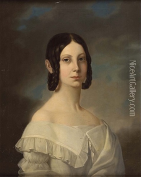 Portrait Von Maria Reichsgrafin Beckers Zu Westerstetten (1823 - 1842) Oil Painting - Anton Einsle