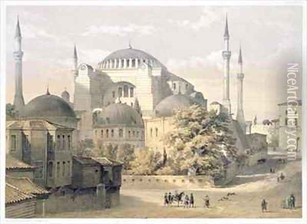 Haghia Sophia plate 19 exterior view of the mosque Oil Painting - Gaspard Fossati