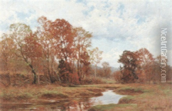 Quiet Stream In Autumn Oil Painting - William Merritt Post