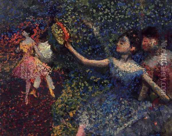 Dancer and Tambourine Oil Painting - Edgar Degas