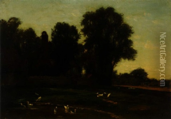 The Farm Pond Oil Painting - Joseph Foxcroft Cole