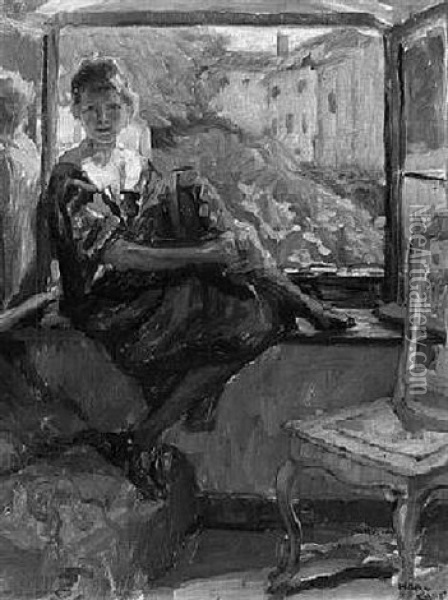 Junges Madchen Auf Der Fensterbank Oil Painting - Hans Carp