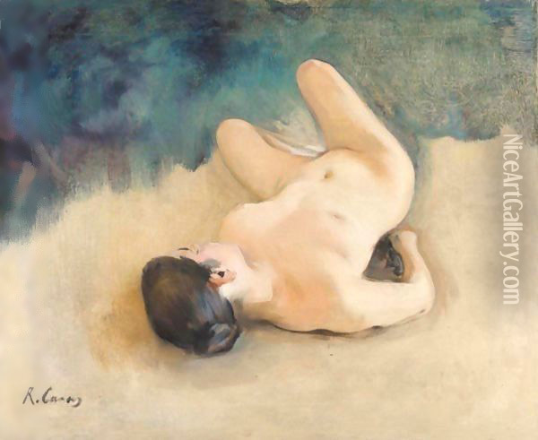Desnudo (Nude) Oil Painting - Ramon Casas Y Carbo