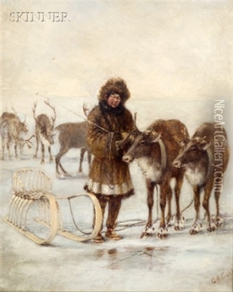 Figure With A Sled Oil Painting - George Albert Frost