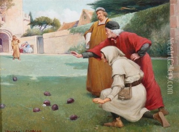 Monks Lawn Bowling Oil Painting - Walter Jenks Morgan