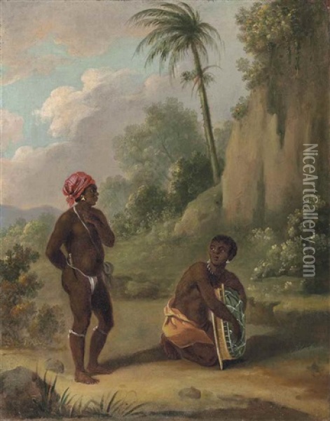 Black Caribs Of St Vincent Oil Painting - Agostino Brunias
