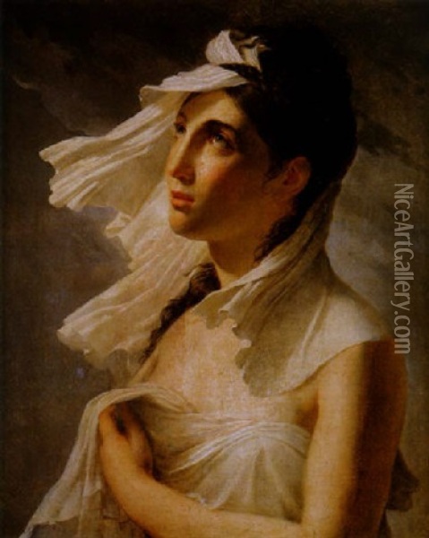 Jeune Fille Au Voile Blanc Oil Painting - Pierre Narcisse Guerin