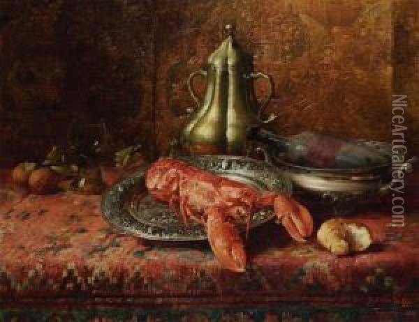 Still Life With Lobster Oil Painting - Jef, Jozef Van De Roye