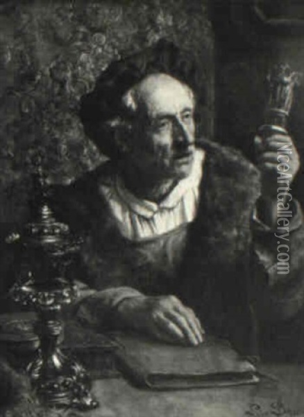 The Scholar Oil Painting - Leon de Meutter Brunin