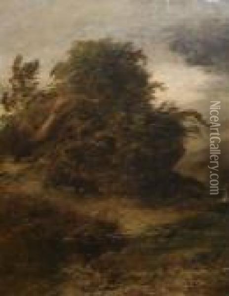Wooded River Landscape Oil Painting - John Constable