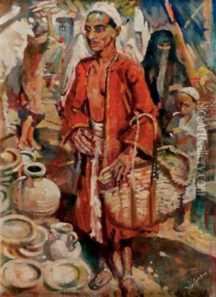 North African Marketplace Oil Painting - Erasmus Bernhard Van Dulmen Krumpelman