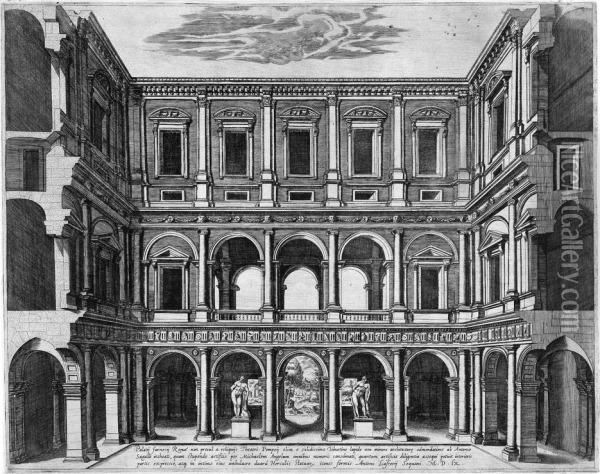 Innenansicht Des Palazzo Farnese Oil Painting - Antonio Lafreri