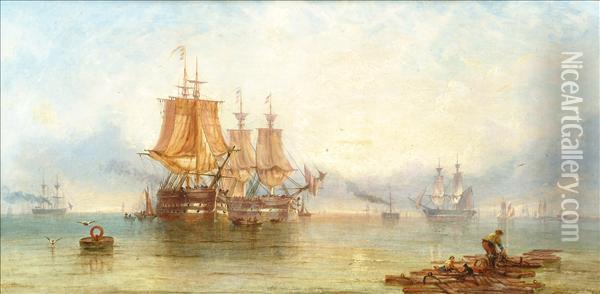 Sunrise Off Sheerness Oil Painting - John Callow