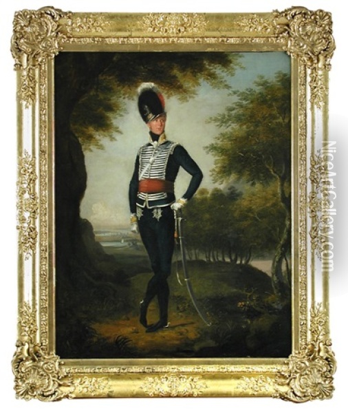 Portrait Of An Officer Of The 10th (prince Of Wales's) Light Dragoons Oil Painting - Samuel Woodford