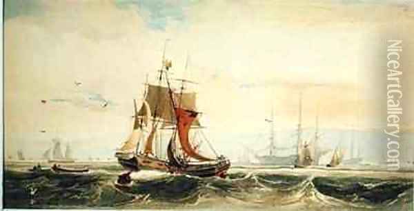 Shipping on the Medway Kent Oil Painting - Francois Louis Thomas Francia