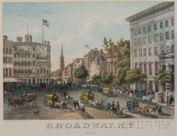 Broadway, N.y. (after Augustus Kollner) Oil Painting - Isidore Laurent Deroy