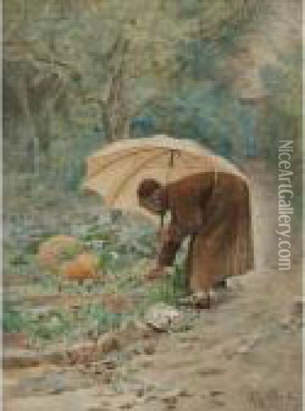 The Monk's Vegetable Garden Oil Painting - Jehan Georges Vibert