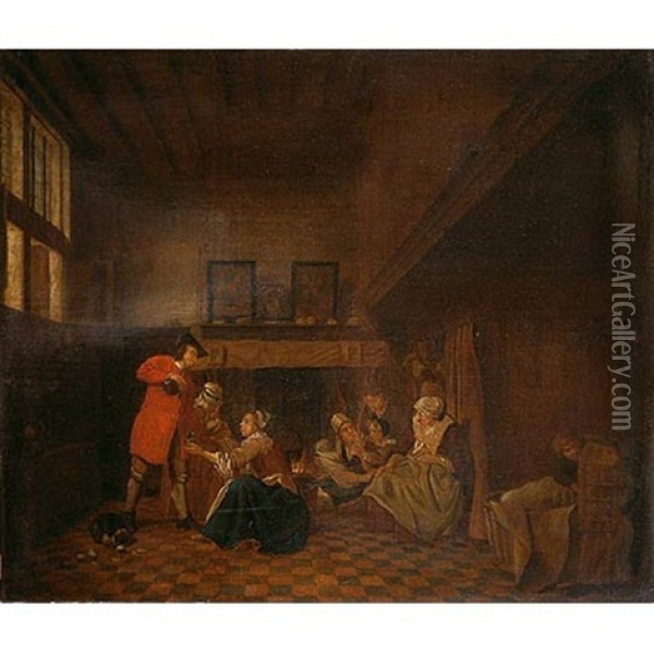 Interior Domestico Oil Painting - Jan Josef Horemans the Elder