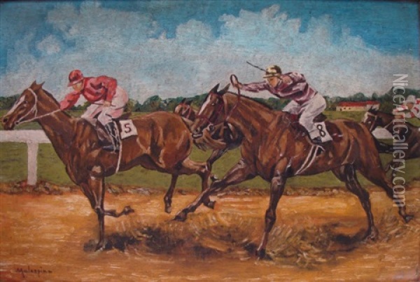 Course De Jockeys Oil Painting - Louis Ferdinand Malespina