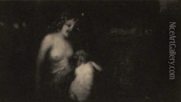 Allegorical Venus And Cupid Oil Painting - Robert Loftin Newman